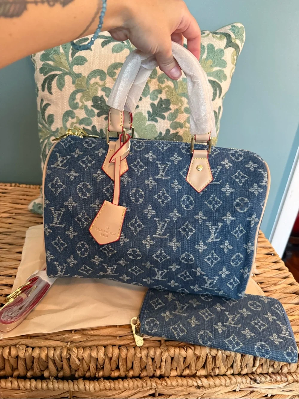 Denim bag & wallet set- see description
